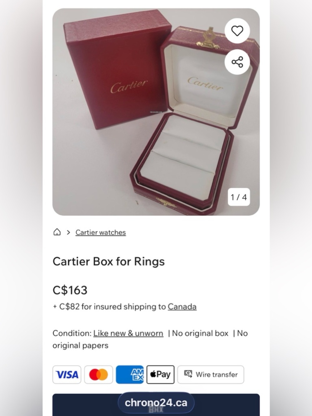 Authentic Cartier Double Wedding Rings Box - Picture 8 of 8